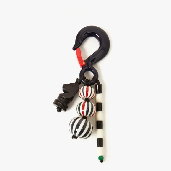 Clare V. Navy and White Beaded Bag Charm - Picture 3 of 3